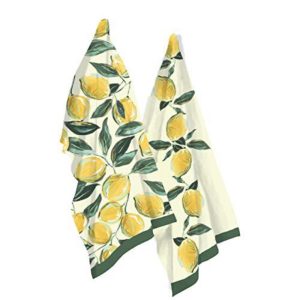 Lemons Cotton Kitchen Dishcloth Tea Towels, Set of 2, 28 x 18-Inches